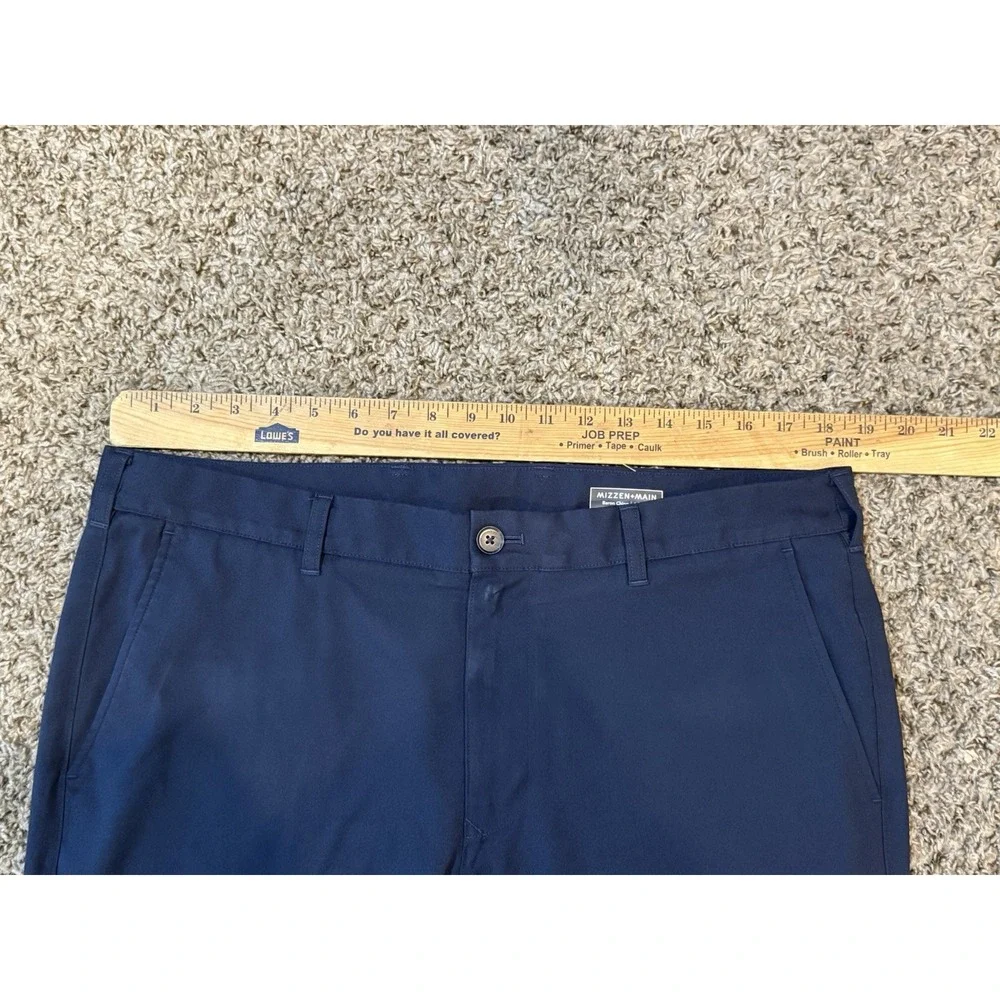 Mizzen+Main Baron Chino Trim Flat Front Pants Navy Blue Men's Size 36x30